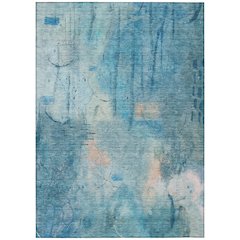 Machine Washable Indoor/Outdoor Chantille ACN2032 Blue 3' x 5' Rug