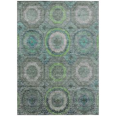 Machine Washable Indoor/Outdoor Chantille ACN2050 Teal 3' x 5' Rug