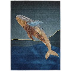 Machine Washable Indoor/Outdoor Chantille ACN2078 Blue 3' x 5' Rug