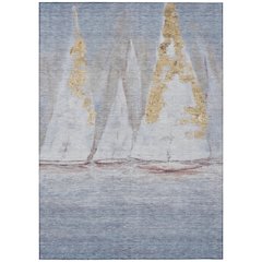 Machine Washable Indoor/Outdoor Chantille ACN2084 Blue 3' x 5' Rug