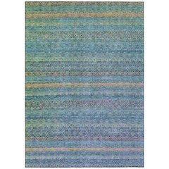 Machine Washable Indoor/Outdoor Chantille ACN2106 Teal 3' x 5' Rug