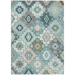 Machine Washable Indoor/Outdoor Chantille ACN2123 Teal 3' x 5' Rug