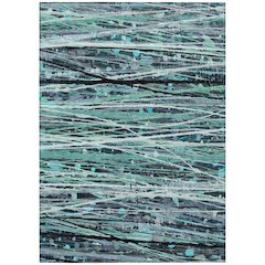 Machine Washable Indoor/Outdoor Chantille ACN2126 Teal 3' x 5' Rug