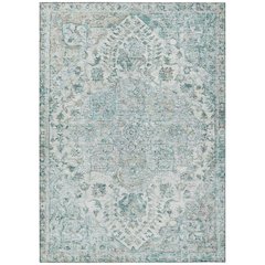 Machine Washable Indoor/Outdoor Chantille ACN2138 Teal 3' x 5' Rug
