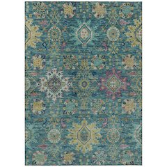 Machine Washable Indoor/Outdoor Chantille ACN2151 Teal 3' x 5' Rug
