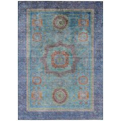 Machine Washable Indoor/Outdoor Chantille ACN2159 Teal 3' x 5' Rug