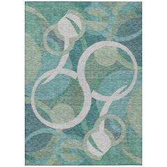 Machine Washable Indoor/Outdoor Chantille ACN2167 Teal 3' x 5' Rug