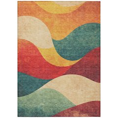 Machine Washable Indoor/Outdoor Chantille ACN2184 Orange 3' x 5' Rug