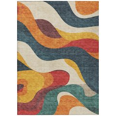 Machine Washable Indoor/Outdoor Chantille ACN2186 Orange 3' x 5' Rug