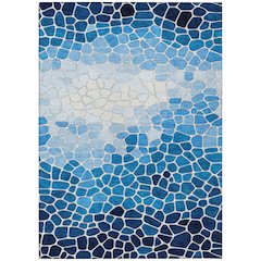 Machine Washable Indoor/Outdoor Chantille ACN2190 Blue 3' x 5' Rug