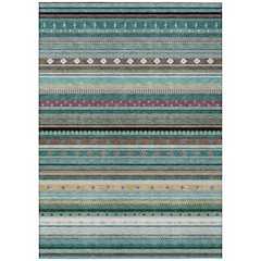 Machine Washable Indoor/Outdoor Chantille ACN2218 Teal 3' x 5' Rug
