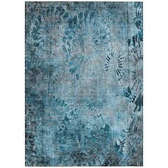 Machine Washable Indoor/Outdoor Chantille ACN2224 Teal 3' x 5' Rug