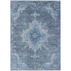 Machine Washable Indoor/Outdoor Chantille ACN2321 Blue 3' x 5' Rug