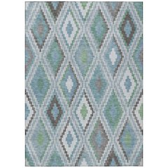 Machine Washable Indoor/Outdoor Chantille ACN2331 Teal 3' x 5' Rug