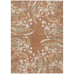 Machine Washable Indoor/Outdoor Chantille ACN2334 Orange 3' x 5' Rug