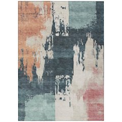 Machine Washable Indoor/Outdoor Chantille ACN2347 Teal 3' x 5' Rug