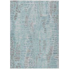 Machine Washable Indoor/Outdoor Chantille ACN2382 Teal 3' x 5' Rug