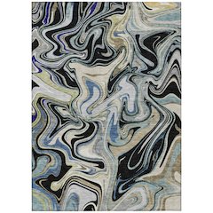 Machine Washable Indoor/Outdoor Chantille ACN2395 Black 3' x 5' Rug