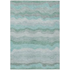 Machine Washable Indoor/Outdoor Chantille ACN2397 Teal 3' x 5' Rug