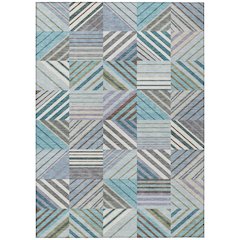 Machine Washable Indoor/Outdoor Chantille ACN2399 Teal 3' x 5' Rug