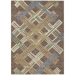 Machine Washable Indoor/Outdoor Chantille ACN2452 Brown 3' x 5' Rug