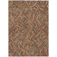 Machine Washable Indoor/Outdoor Chantille ACN2474 Orange 3' x 5' Rug