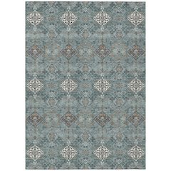 Machine Washable Indoor/Outdoor Chantille ACN2477 Teal 3' x 5' Rug