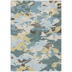 Machine Washable Indoor/Outdoor Chantille ACN2497 Teal 3' x 5' Rug