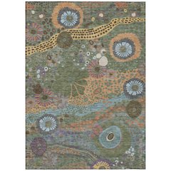 Machine Washable Indoor/Outdoor Chantille ACN2498 Green 3' x 5' Rug