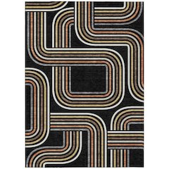Machine Washable Indoor/Outdoor Chantille ACN2535 Black 3' x 5' Rug