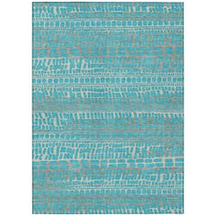 Machine Washable Indoor/Outdoor Chantille ACN2540 Teal 3' x 5' Rug