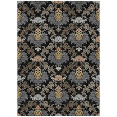 Machine Washable Indoor/Outdoor Chantille ACN2544 Black 3' x 5' Rug