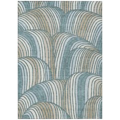 Machine Washable Indoor/Outdoor Chantille ACN2546 Teal 3' x 5' Rug