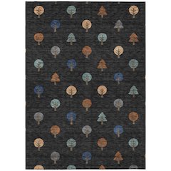 Machine Washable Indoor/Outdoor Chantille ACN2550 Black 3' x 5' Rug