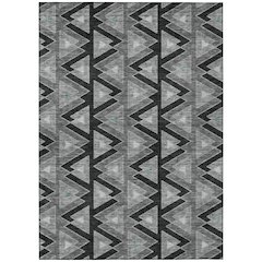 Machine Washable Indoor/Outdoor Chantille ACN2560 Black 3' x 5' Rug