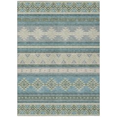 Machine Washable Indoor/Outdoor Chantille ACN2561 Teal 3' x 5' Rug