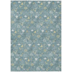 Machine Washable Indoor/Outdoor Chantille ACN2562 Teal 3' x 5' Rug