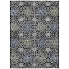 Machine Washable Indoor/Outdoor Chantille ACN2566 Black 3' x 5' Rug