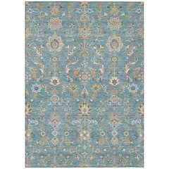 Machine Washable Indoor/Outdoor Chantille ACN2585 Teal 3' x 5' Rug