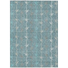 Machine Washable Indoor/Outdoor Chantille ACN2593 Teal 3' x 5' Rug