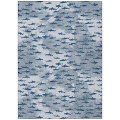 Machine Washable Indoor/Outdoor Chantille ACN2594 Blue 3' x 5' Rug