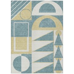 Machine Washable Indoor/Outdoor Chantille ACN2607 Teal 3' x 5' Rug