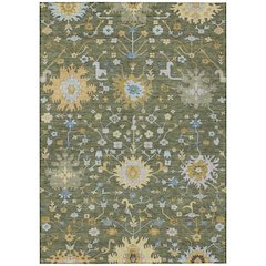 Machine Washable Indoor/Outdoor Chantille ACN2609 Green 3' x 5' Rug