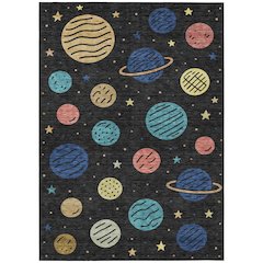 Machine Washable Indoor/Outdoor Chantille ACN2619 Black 3' x 5' Rug