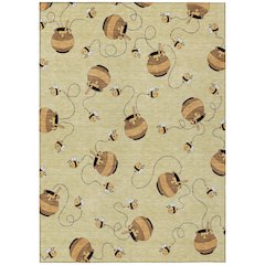 Machine Washable Indoor/Outdoor Chantille ACN2650 Gold 3' x 5' Rug