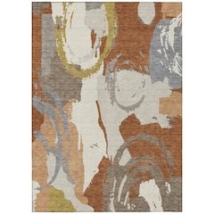 Machine Washable Indoor/Outdoor Chantille ACN2652 Orange 3' x 5' Rug