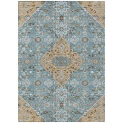 Machine Washable Indoor/Outdoor Chantille ACN2714 Teal 3' x 5' Rug