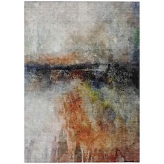 Machine Washable Indoor/Outdoor Chantille ACN2739 Orange 5' x 7'6" Rug