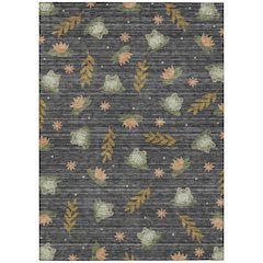 Machine Washable Indoor/Outdoor Chantille ACN2795 Black 5' x 7'6" Rug