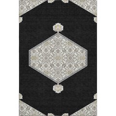 Premium Machine Washable Mayfield AMF1011 Black 3' x 5' Rug